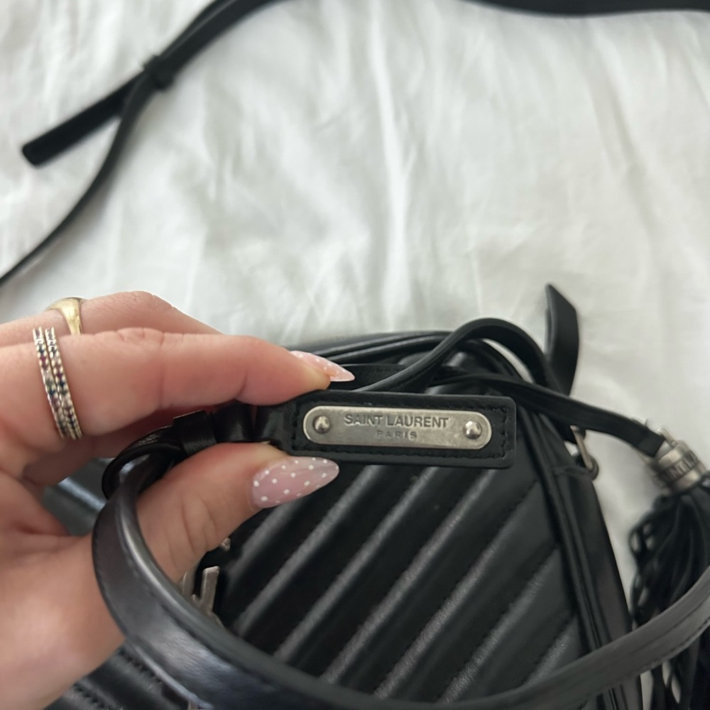 Yves Saint Laurent Black Chevron Crossbody Bag *AUTHENTIC* - Picture 2 of 4